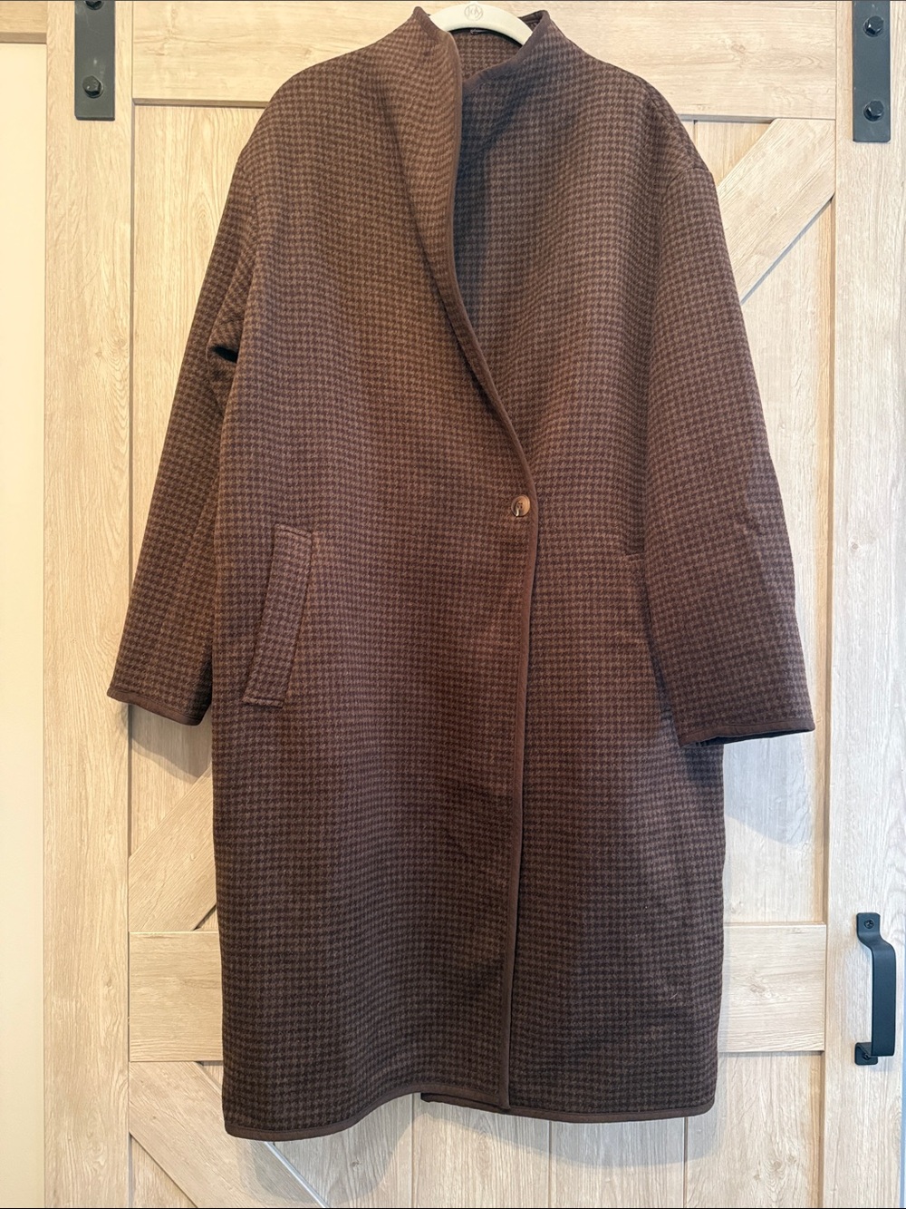 J. McLaughlin Brown Houndstooth Single-Button Coat
